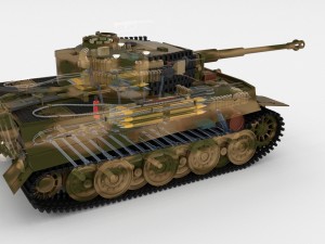 panzer tiger tank late 1944 v2 with interior Modèle 3D