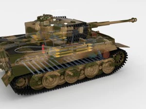 panzer tiger tank late 1944 v2 with interior 3D Model