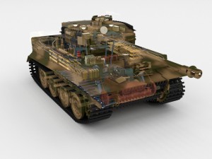panzer tiger tank late 1944 v2 with interior Modèle 3D