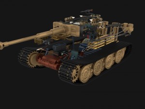 panzer tiger tank late 1944 v2 with interior Modèle 3D