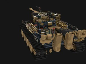 panzer tiger tank late 1944 v2 with interior 3D Model