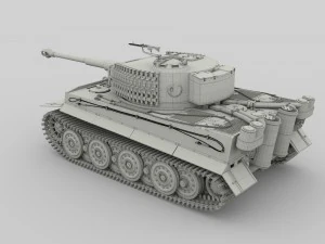 panzer tiger tank late 1944 v2 with interior 3D Model