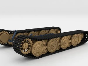 tiger tank tracks and suspension catepillar track 3D Model