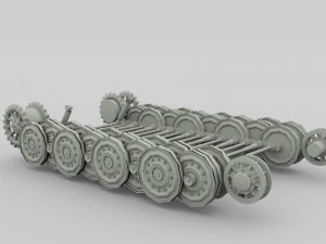 tiger tank tracks and suspension catepillar track 3D Model