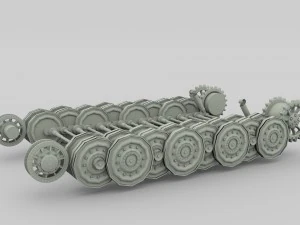 tiger tank tracks and suspension catepillar track 3D Model
