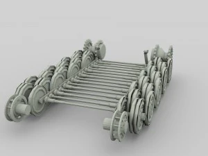 tiger tank tracks and suspension catepillar track 3D Model