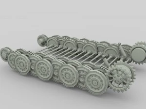 tiger tank tracks and suspension catepillar track 3D Model