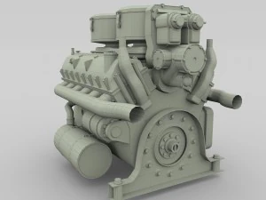 maybach hl230 engine panzer tiger unit 3D Model