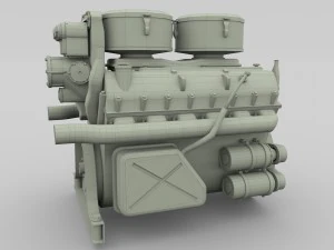 maybach hl230 engine panzer tiger unit 3D Model