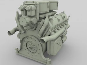 maybach hl230 engine panzer tiger unit 3D Model