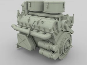 maybach hl230 engine panzer tiger unit 3D Model