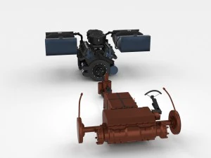 panzer tiger engine and transmission 3D Model