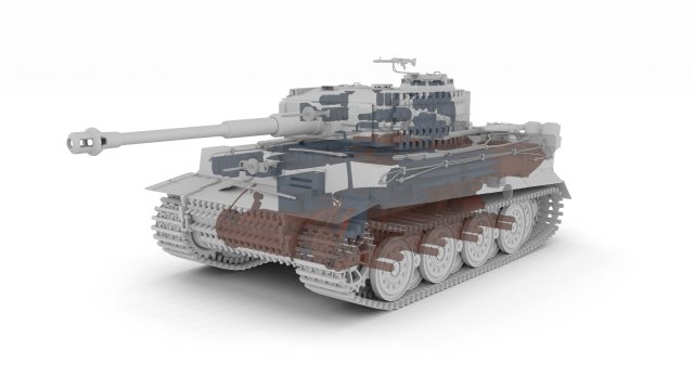 fully built panzer tiger tank late 1944 clay inte Modello 3D .c4d .max .obj .3ds .fbx .stl .blend 