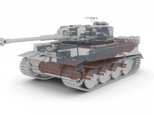 fully built panzer tiger tank late 1944 clay inte 3D Model