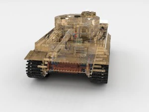 panzer tiger tank early with interior 3D Model