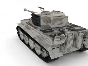 panzer tiger tank late 1944 v3 with interior 3D Model