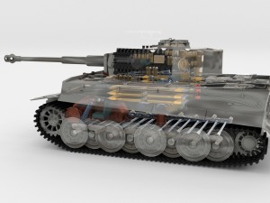 panzer tiger tank late 1944 v3 with interior 3D Model