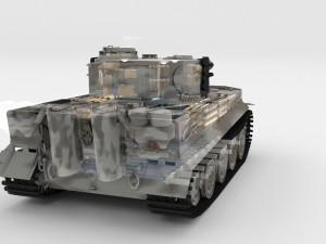 panzer tiger tank late 1944 v3 with interior 3D Model