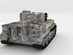 panzer tiger tank late 1944 v3 with interior 3D Model