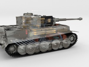panzer tiger tank late 1944 v3 with interior 3D Model