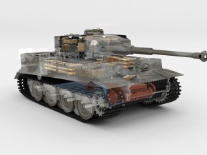 panzer tiger tank late 1944 v3 with interior 3D Model