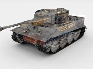 panzer tiger tank late 1944 v3 with interior 3D Model