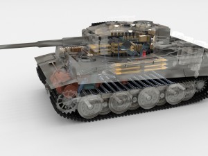 panzer tiger tank late 1944 v3 with interior 3D Model