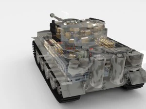 panzer tiger tank late 1944 v3 with interior 3D Model
