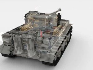 panzer tiger tank late 1944 v3 with interior 3D Model