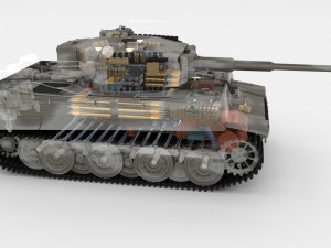panzer tiger tank late 1944 v3 with interior 3D Model