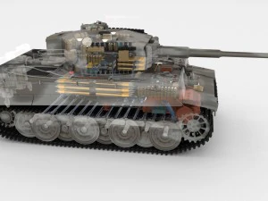 panzer tiger tank late 1944 v3 with interior 3D Model