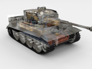 panzer tiger tank late 1944 v3 with interior 3D Model