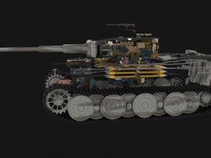 panzer tiger tank late 1944 v3 with interior 3D Model