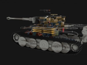 panzer tiger tank late 1944 v3 with interior 3D Model