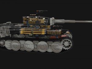 panzer tiger tank late 1944 v3 with interior 3D Model