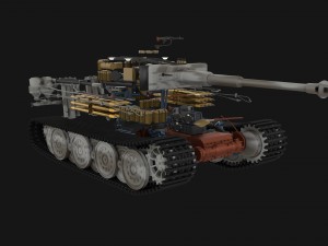 panzer tiger tank late 1944 v3 with interior 3D Model