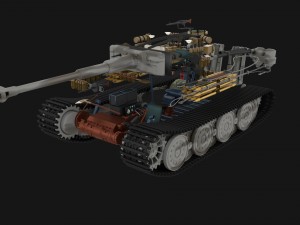 panzer tiger tank late 1944 v3 with interior 3D Model