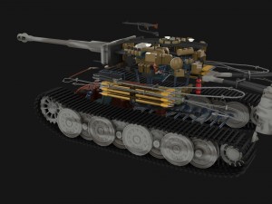 panzer tiger tank late 1944 v3 with interior 3D Model