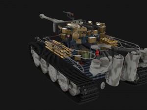 panzer tiger tank late 1944 v3 with interior 3D Model