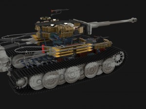 panzer tiger tank late 1944 v3 with interior 3D Model