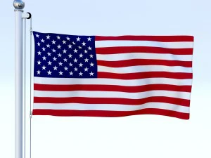 animated us flag 3D Model