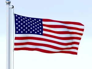 animated us flag 3D Model