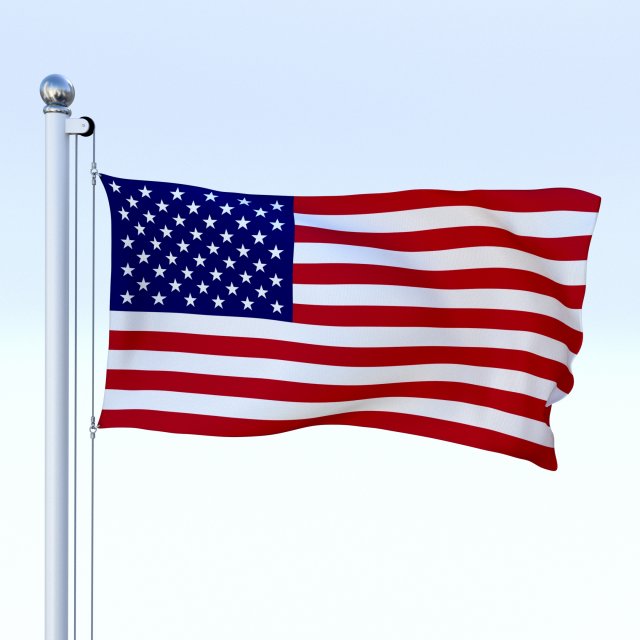 animated us flag 3D Model .c4d .max .obj .3ds .fbx .stl .blend 
