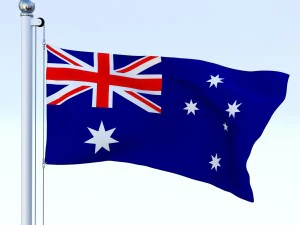 animated australian flag 3D Model