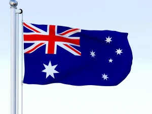 animated australian flag 3D Model