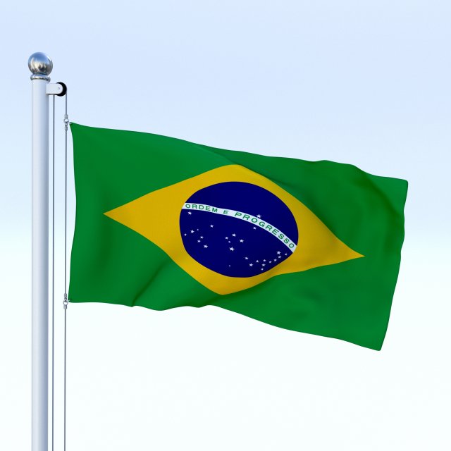 animated brazil flag 3D Модель .c4d .max .obj .3ds .fbx .stl .blend 