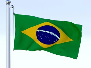 एनिमेटेड ब्राज़ील ध्वज 3D मॉडल