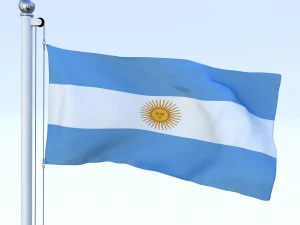 animated argentina flag 3D Model