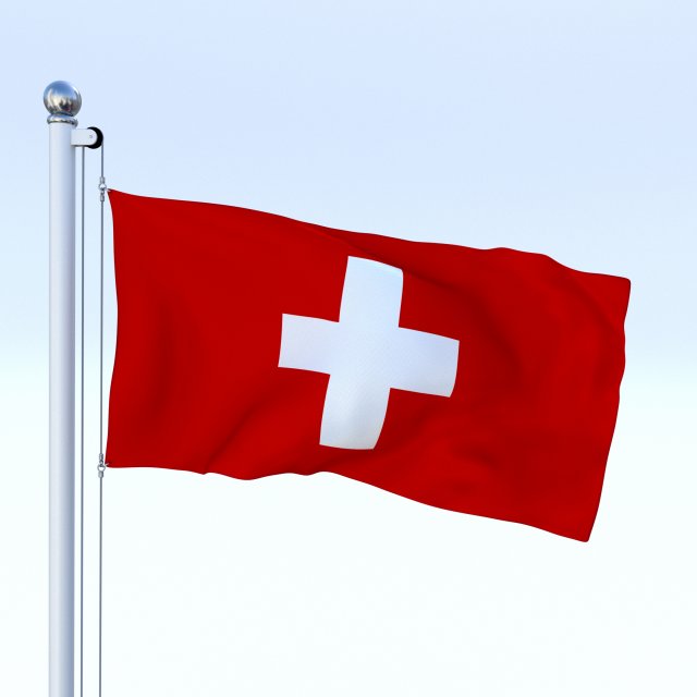 animated switzerland flag 3D Model .c4d .max .obj .3ds .fbx .stl .blend 