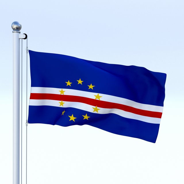 animated cape verde flag 3D मॉडल .c4d .max .obj .3ds .fbx .stl .blend 